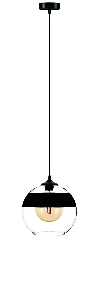 SOLBIKA L-2365 LAMPA WISZĄCA MONOCHROME FLASH BLACK STRIPE SZKLANA LAMPA